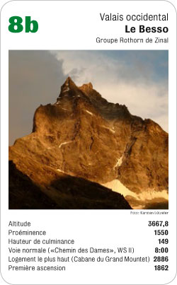 Gipfelquartett, Volume 2, Karte 8b, Valais occidental, Le Besso, Groupe Rothorn de Zinal, Foto: Karsten Lützeler.