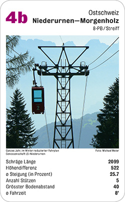 Seilbahnquartett, Volume 1, Karte 4b, Ostschweiz, Niederurnen-Morgenholz, 8PB, Foto: Michael Meier.