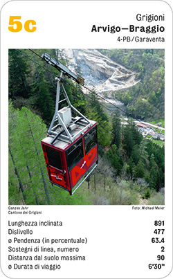 Seilbahnquartett, Volume 1, Karte 5c, Graubünden/Grigioni/Grischun, Arvigo-Braggio, 4PB, Foto: Michael Meier. Seilbahnquartett, Volume 1, Karte 5c, Graubünden/Grigioni/Grischun, Arvigo-Braggio, 4PB, Foto: Michael Meier.