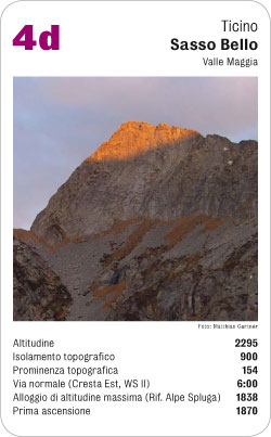 Gipfelquartett, Volume 1, Karte 4d, Ticino, Sasso Bello, Valle Maggia, Foto: Matthias Gurtner. Gipfelquartett, Volume 1, Karte 4d, Ticino, Sasso Bello, Valle Maggia, Foto: Matthias Gurtner.