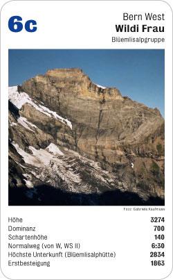 Gipfelquartett, Volume 1, Karte 6c, Bern West, Wildi Frau, Blüemlisalp-Gruppe, Foto: Gabriela Kaufmann.