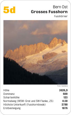 Gipfelquartett, Volume 2, Karte 5d, Bern Ost, Grosses Fusshorn, Fusshörner, Foto: rojosuiza.