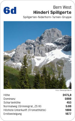 Gipfelquartett, Volume 2, Karte 6d, Bern West, Hinderi Spillgerte, Spillgerten-Niderhorn-Turnen-Gruppe, Foto: Christoph Barth.