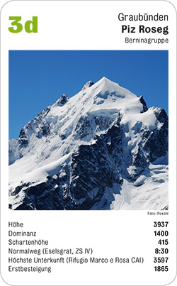 Gipfelquartett, Volume 3, Karte 3d, Grigioni, Piz Roseg, Berninagruppe, Foto: Poschi.