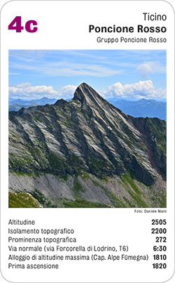 Gipfelquartett, Volume 3, Karte 4c, Ticino, Poncione Rosso, Gruppo Poncione Rosso, Foto: Daniele Maini.
