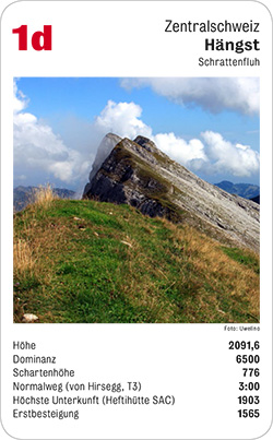Gipfelquartett, Volume 3, Karte 1d, Zentralschweiz, Hängst, Schrattenfluh, Foto: Uwelino.