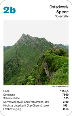 Gipfelquartett, Volume 3, Karte 2b, Ostschweiz, Speer, Speerkette, Foto: Hanspeter Fritschi.