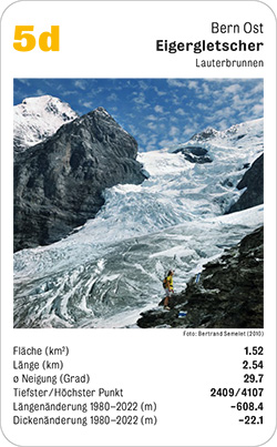 Gletscherquartett, Volume 1, Karte 5d, Bern Ost, Eigergletscher, Lauterbrunnen, Foto: Bertrand Semelet (2010).