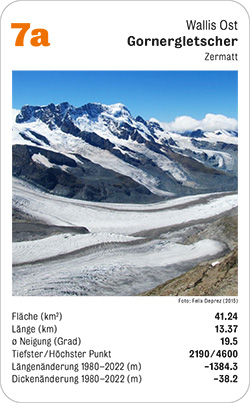 Gletscherquartett, Volume 1, Karte 7a, Bern Ost, Gornergletscher, Zermatt, Foto: Felix Deprez (2015).