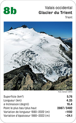 Gletscherquartett, Volume 1, Karte 8b, Valais occidental, Glacier du Trient, Trient, Foto: belvair (2016).