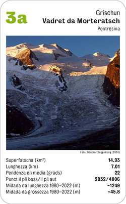 Gletscherquartett, Volume 1, Karte 3a, Graubünden/Grigioni/Grischun, Vadret da Morteratsch, Pontresina, Foto: Günther Seggebäing (2005).