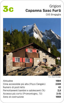 Hüttenquartett, Volume 1, Karte 3c, Graubünden/Grigioni/Grischun, Capanna Sasc Furä, CAS Bregaglia, Foto: Heidi Altweger.