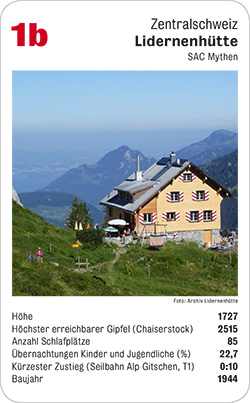 Hüttenquartett, Volume 1, Karte 1b, Zentralschweiz, Lidernenhütte, SAC Mythen, Foto: Uta Wolke.