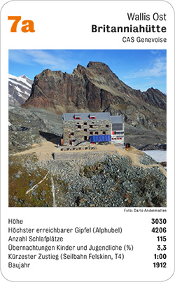 Hüttenquartett, Volume 1, Karte 7a, Wallis Ost, Britanniahütte, CAS Genevoise, Foto: Lukas Erni.