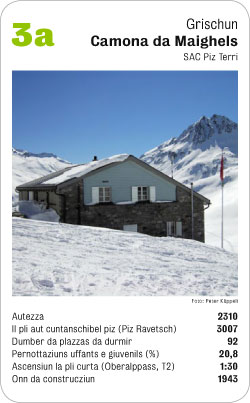 Hüttenquartett, Volume 1, Karte 3a, Graubünden/Grigioni/Grischun, Camona da Maighels, SAC Piz Terri, Foto: Peter Käppeli.