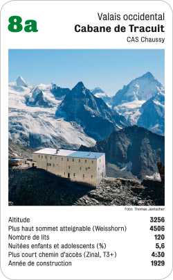 Hüttenquartett, Volume 3, Karte 8a, Valais occidental, Cabane de Tracuit, CAS Chaussy, Foto: Thomas Jantscher.