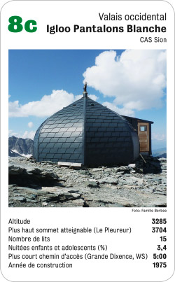 Hüttenquartett, Volume 3, Karte 8c, Valais occidental, Igloo Pantalons Blanche, CAS Sion, Foto: Familie Berbee.
