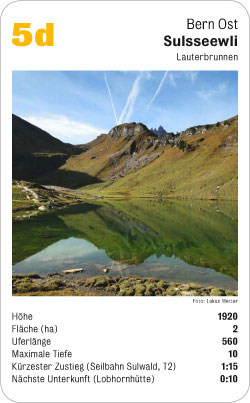 Bergseequartett, Volume 1, Karte 5d, Bern Ost, Sulsseewli, Lauterbrunnen, Foto: Lukas Wetter. Bergseequartett, Volume 1, Karte 5d, Bern Ost, Sulsseewli, Lauterbrunnen, Foto: Lukas Wetter.